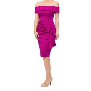 XSCAPE's off-the-shoulder sheath dress S8